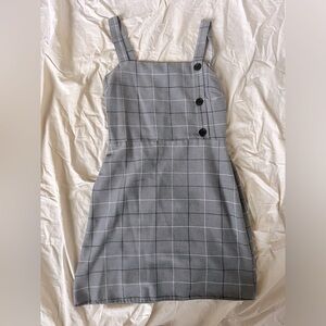 Grey strapped plaid dress